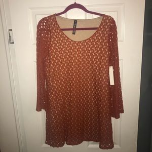 Design Lab Burnt Orange Crochet Dress